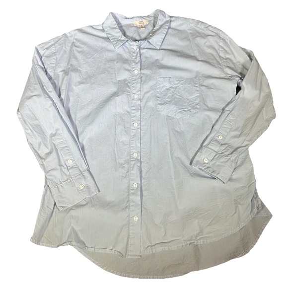 Como Vintage Tops - Como Vintage Blue & White Striped Button-Up Shirt – Size XL